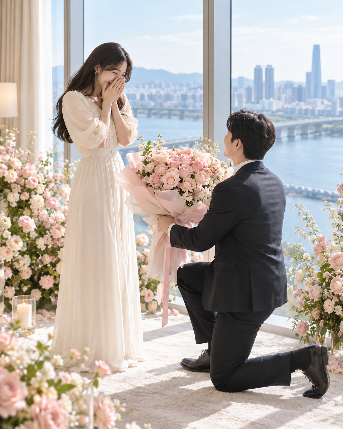 JW 메리어트 프로포즈 꽃집 100송이 꽃다발 꽃장식